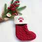 TETOU Christmas Stocking with Letter Mini Cute Red Knitted Christmas Stocks Gift Bags Pendant Christmas Tree Decor