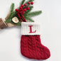 TETOU Christmas Stocking with Letter Mini Cute Red Knitted Christmas Stocks Gift Bags Pendant Christmas Tree Decor