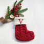 TETOU Christmas Stocking with Letter Mini Cute Red Knitted Christmas Stocks Gift Bags Pendant Christmas Tree Decor