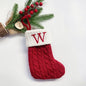 TETOU Christmas Stocking with Letter Mini Cute Red Knitted Christmas Stocks Gift Bags Pendant Christmas Tree Decor