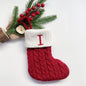 TETOU Christmas Stocking with Letter Mini Cute Red Knitted Christmas Stocks Gift Bags Pendant Christmas Tree Decor