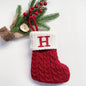 TETOU Christmas Stocking with Letter Mini Cute Red Knitted Christmas Stocks Gift Bags Pendant Christmas Tree Decor