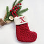 TETOU Christmas Stocking with Letter Mini Cute Red Knitted Christmas Stocks Gift Bags Pendant Christmas Tree Decor