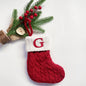 TETOU Christmas Stocking with Letter Mini Cute Red Knitted Christmas Stocks Gift Bags Pendant Christmas Tree Decor