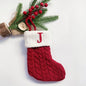 TETOU Christmas Stocking with Letter Mini Cute Red Knitted Christmas Stocks Gift Bags Pendant Christmas Tree Decor