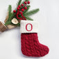 TETOU Christmas Stocking with Letter Mini Cute Red Knitted Christmas Stocks Gift Bags Pendant Christmas Tree Decor