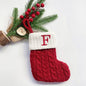 TETOU Christmas Stocking with Letter Mini Cute Red Knitted Christmas Stocks Gift Bags Pendant Christmas Tree Decor
