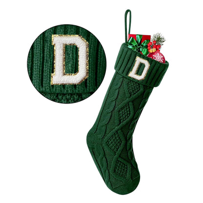 TETOU Christmas Stockings with Initials Letter 18" Stockings for Christmas Decoration - Green A