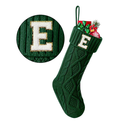 TETOU Christmas Stockings with Initials Letter 18" Stockings for Christmas Decoration - Green A
