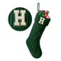 TETOU Christmas Stockings with Initials Letter 18" Stockings for Christmas Decoration- Green A