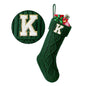 TETOU Christmas Stockings with Initials Letter 18" Stockings for Christmas Decoration- Green A