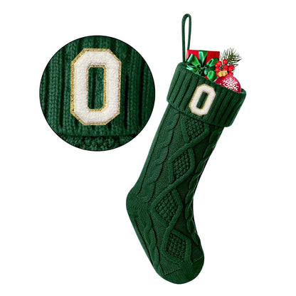 TETOU Christmas Stockings with Initials Letter 18" Stockings for Christmas Decoration- Green A