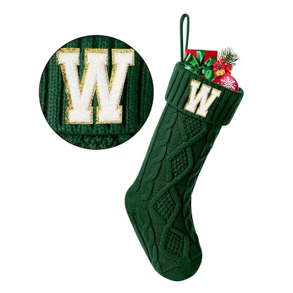 TETOU Christmas Stockings with Initials Letter 18" Stockings for Christmas Decoration - Green A