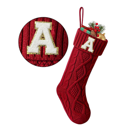 TETOU Christmas Stockings with Initials Letter 18" Stockings for Christmas Decoration - Red J