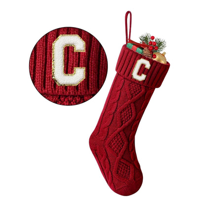 TETOU Christmas Stockings with Initials Letter 18" Stockings for Christmas Decoration - Red J