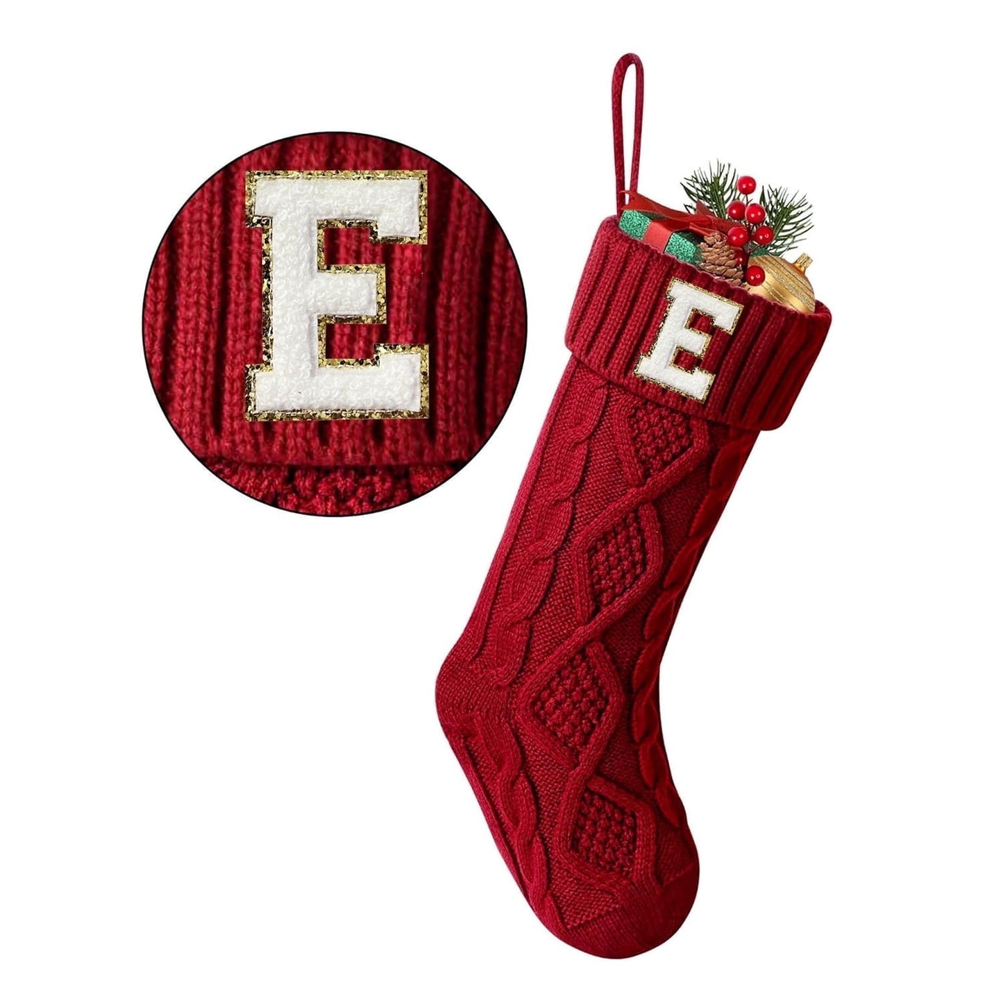TETOU Christmas Stockings with Initials Letter 18" Stockings for Christmas Decoration - Red J