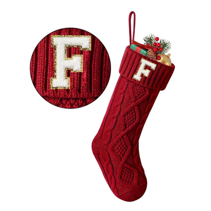 TETOU Christmas Stockings with Initials Letter 18" Stockings for Christmas Decoration - Red J