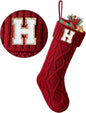 TETOU Christmas Stockings with Initials Letter 18" Stockings for Christmas Decoration - Red J
