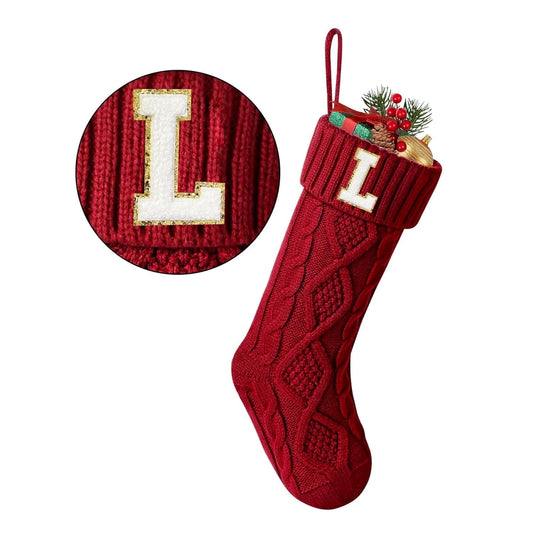 TETOU Christmas Stockings with Initials Letter 18" Stockings for Christmas Decoration - Red L