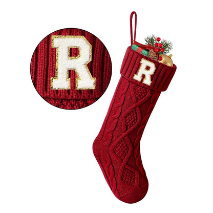 TETOU Christmas Stockings with Initials Letter 18" Stockings for Christmas Decoration - Red J