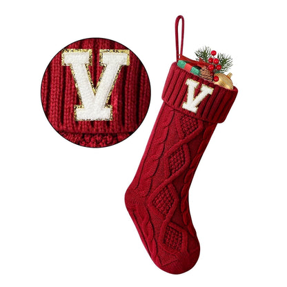 TETOU Christmas Stockings with Initials Letter 18" Stockings for Christmas Decoration - Red J