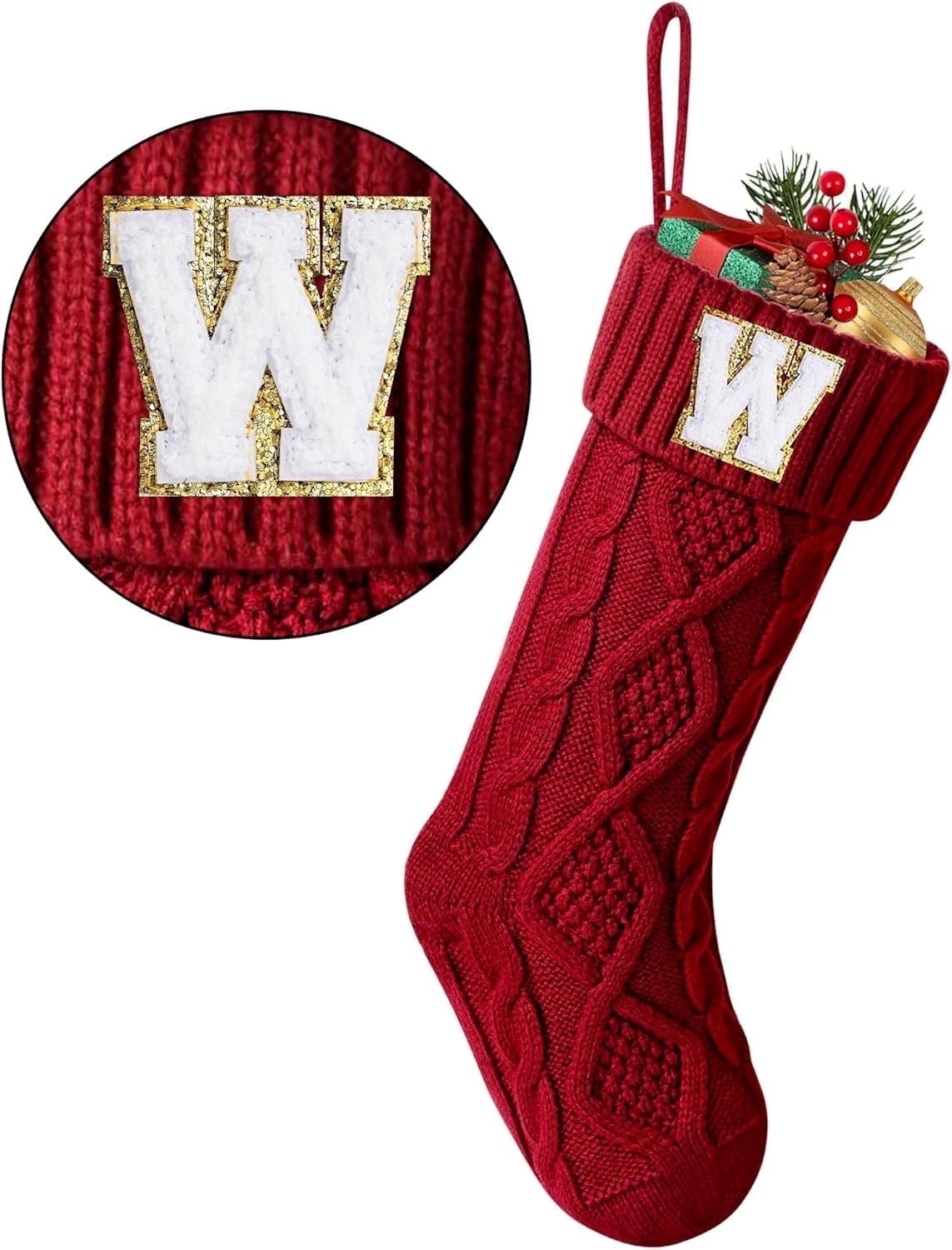 TETOU Christmas Stockings with Initials Letter 18" Stockings for Christmas Decoration - Red J