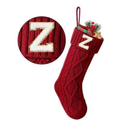 TETOU Christmas Stockings with Initials Letter 18" Stockings for Christmas Decoration - Red J
