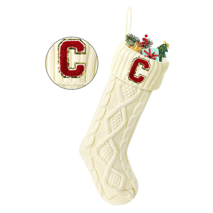 TETOU Christmas Stockings with Initials Letter 18" Stockings for Christmas Decoration - White A