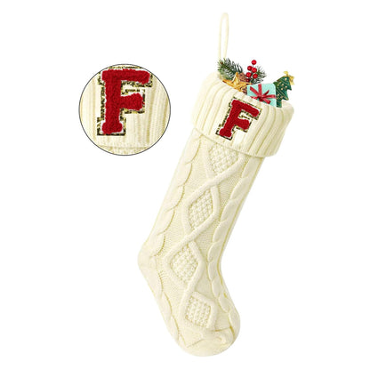 TETOU Christmas Stockings with Initials Letter 18" Stockings for Christmas Decoration - White A
