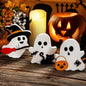 TETOU Cute Ghost Halloween Decorations for Indoor,Wooden Tiered Tray Decor Table Sign with Black Cat Bat Witch Broom Signs Pumpkin Blocks - Ghost Decor for Indoor Outdoor Party Table Shelf