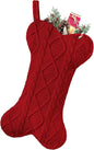 TETOU Dog Christmas Stocking, Bone Shape Knit Stocking, Xmas Dog Stocking, Hanging Christmas Decoration for Dogs Cats Pets Xmas Holiday Indoor Party-Red