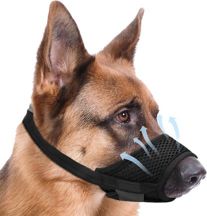 TETOU Dog Muzzle, Soft Mesh Breathable Drinkable Pets Muzzles with Adjustable Strap for Small Medium Large Dogs - M