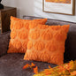 TETOU Fall Pillow Covers,18"x18"Set of 2 Fall Rust Red Pumpkin Pillow Cases,Soft Faux Fur Wool Couch Cushion for Sofa Bedroom Living Room Home Farmhouse Fall Halloween Thanksgiving Decor