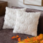 TETOU Fall Pillow Covers,18"x18"Set of 2 Fall Rust Red Pumpkin Pillow Cases,Soft Faux Fur Wool Couch Cushion for Sofa Bedroom Living Room Home Farmhouse Fall Halloween Thanksgiving Decor