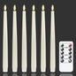 TETOU 12pcs Flameless Ivory Taper Candles, Flickering Ivory Flameless LED Battery Operated Taper Plastic Candles with 10-Key Remote for Christmas Home Wedding Decoration