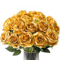 TETOU Gold Rose 10pcs Artificial Rose Flowers Silk Roses Real Touch for Party Bridal Wedding Bouquet Decor