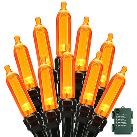 TETOU Halloween Lights, 33ft 100 LED Battery Hallowe'en Lights, 8 Modes String Lights with Timer, Indoor Outdoor Waterproof mini Lights String for Hallowe'en Bedroom Patio Decor