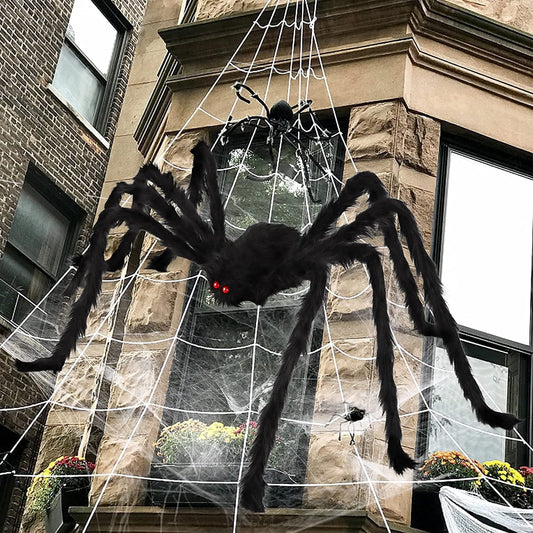 TETOU Halloween Giant Spider Decorations, 5FT Realistic Black Soft Hairy Fake Large Spider for Outdoor Indoor Yard Home Haunted House Prop Lawn Garden Halloween Decorations