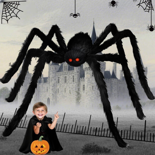 TETOU Halloween Giant Spider Decorations, 63"-78" Realistic Black Soft Hairy Fake Large Spider for Outdoor Indoor Yard Home Lawn Garden Halloween Decorations