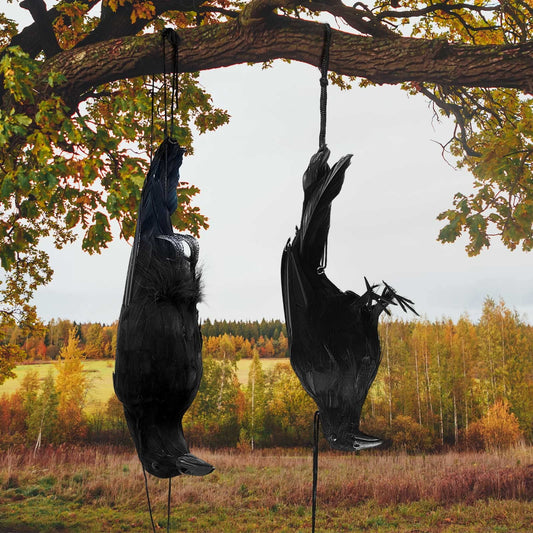 TETOU Halloween Realistic Hanging Dead Crows Decoy Fake Crows for Halloween Garden Tree Porch Terrify Decorations