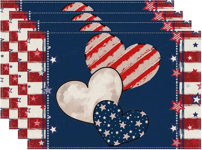 TETOU Heart Stripe Stars 4th of July Table Runner,13x72 Inch Memorial Day Independence Day Patriotic America Cloth Table Decoration Home Kitchen Dining Indoor Holiday Farmhouse Decor