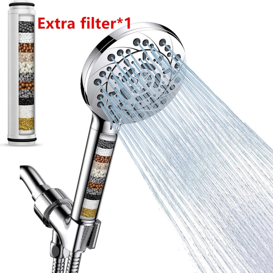 TETOU High Pressure Shower Heads, 5 Spray Modes Filtered Hose Filter Shower Head with Handheld for Hard Water Remove Chlorine and Harmful Substance