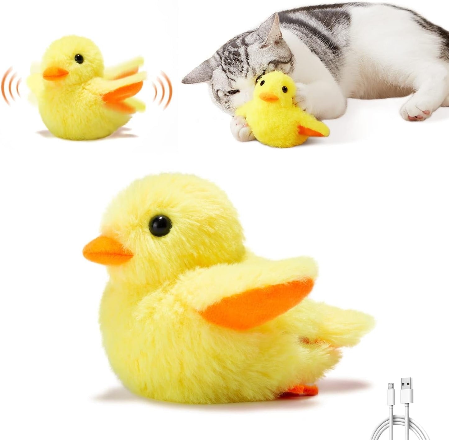 TETOU Cat Toys Flapping Bird Rechargeable Touch Activated Toy Interactive Kitten Exercise Toy Cat Kicker Catnip Toys (No Flying)