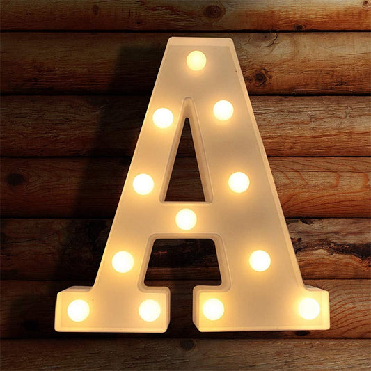 TETOU LED Letter Lights Luminous Letters Sign Home Decor for Wedding Birthday Party Christmas Battery Powered Decoration (A)