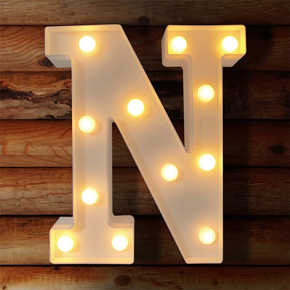 TETOU LED Letter Lights Luminous Letters Sign Home Decor for Wedding Birthday Party Christmas Battery Powered Decoration (A)