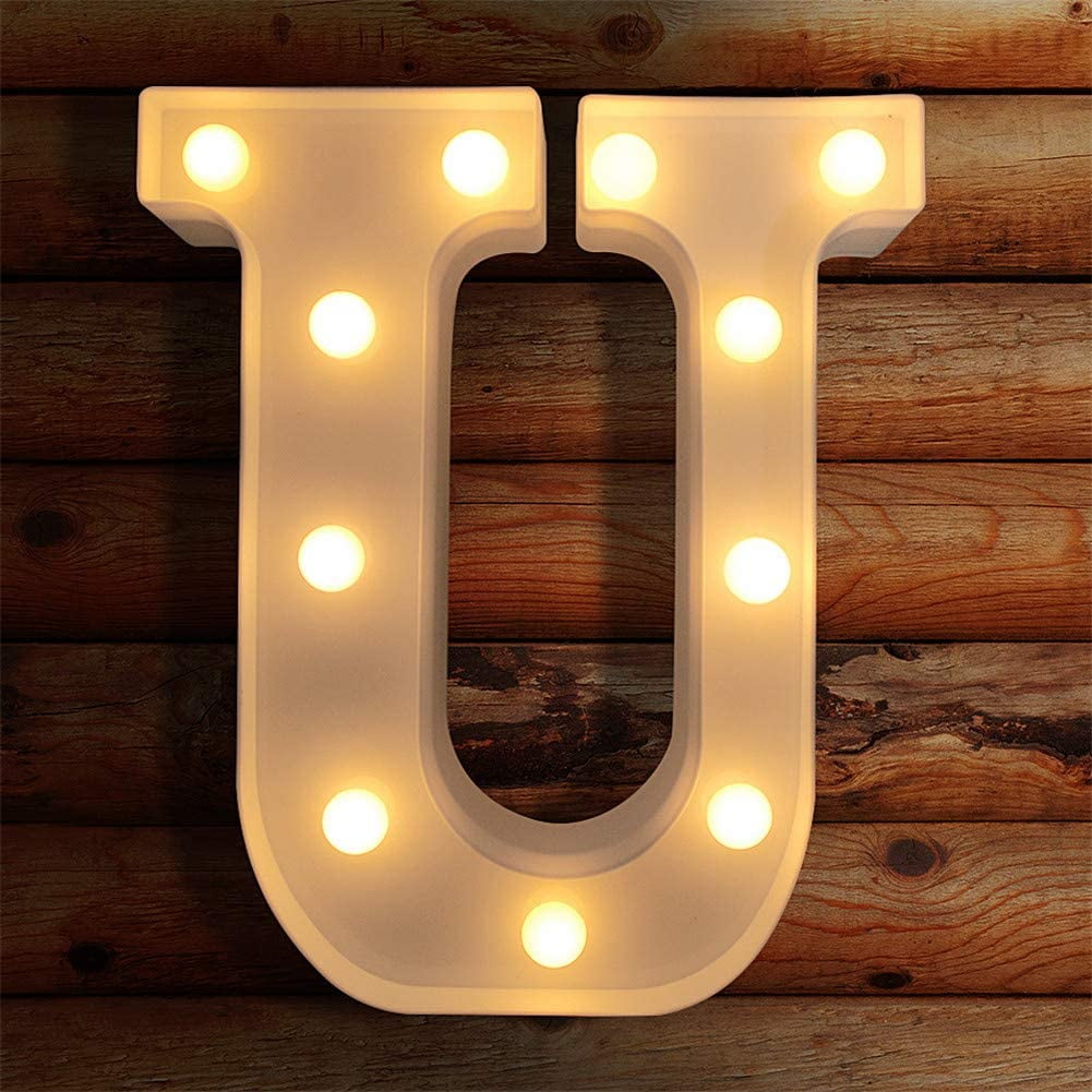 TETOU LED Letter Lights Luminous Letters Sign Home Decor for Wedding Birthday Party Christmas Battery Powered Decoration (A)