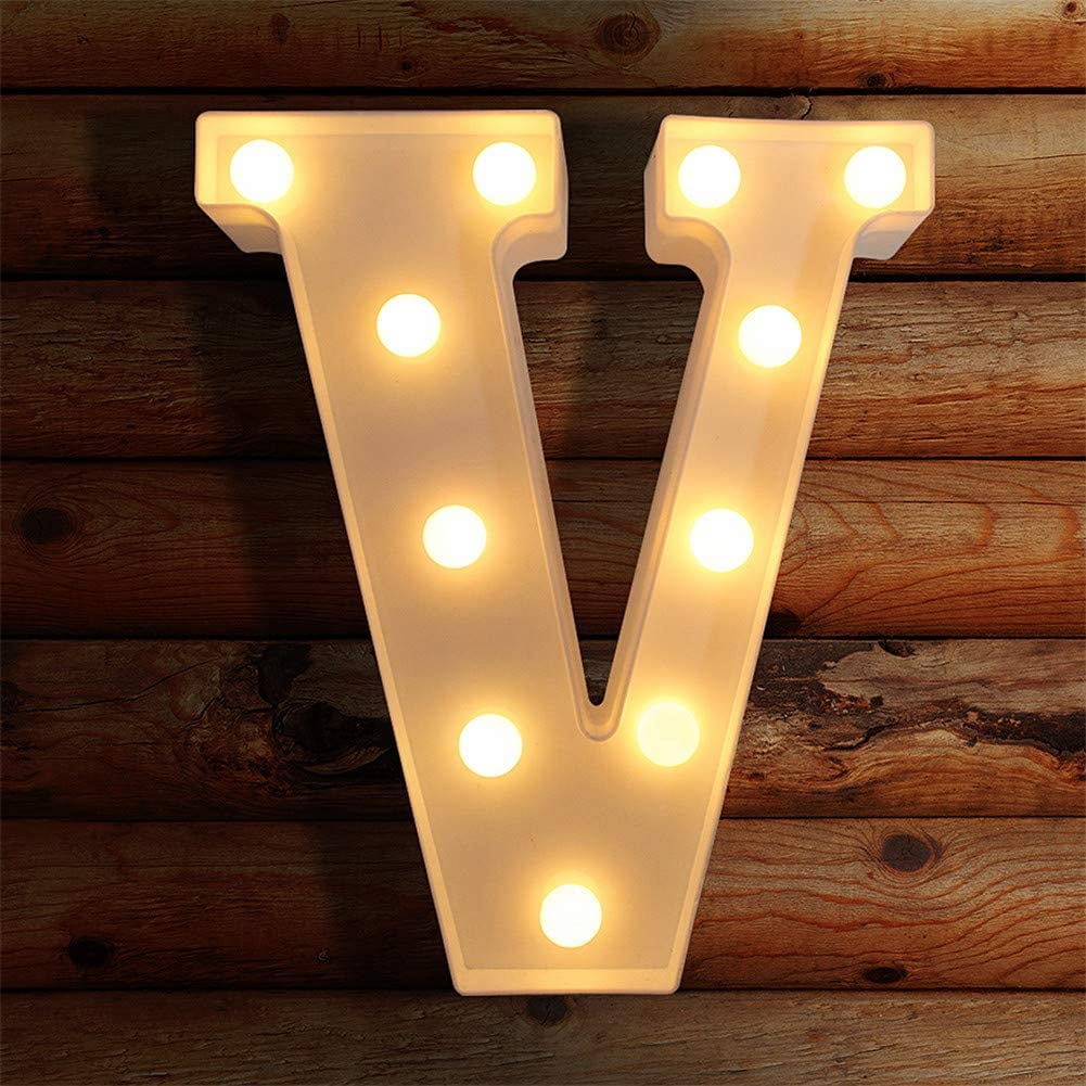 TETOU LED Letter Lights Luminous Letters Sign Home Decor for Wedding Birthday Party Christmas Battery Powered Decoration (A)