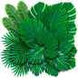 TETOU 108Pcs Palm Leaves Artificial Tropical Monstera, 6 Kinds Large Small Green Fake Palm Leaf with Stems for Home Kitchen Party Flowers Arrangement Wedding Hawaiian Party Table Decoration