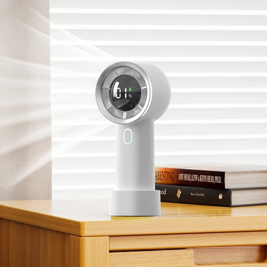 TETOU Portable Handheld Fan 3000mAh USB Rechargeable LED Digital Power Display Mini Personal Fan for Indoor Outdoor Office Travel