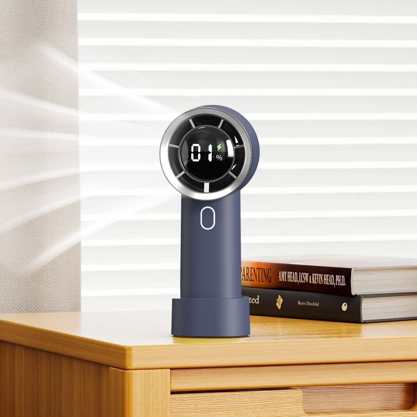 TETOU Portable Handheld Fan 3000mAh USB Rechargeable LED Digital Power Display Mini Personal Fan for Indoor Outdoor Office Travel